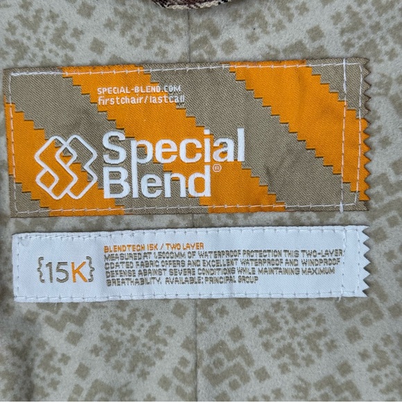 SPECIAL BLEND Men’s Checkered Snowboard Ski Jacket Waterproof Brown & Tan XS - Picture 2 of 15